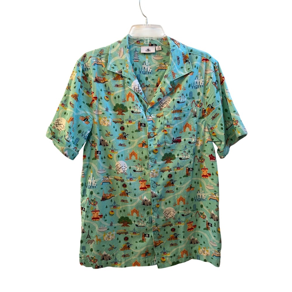 Disney Parks Life Attractions Button‎ Down Shirt Men Small